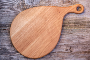 oak cutting Board handmade on a wooden table