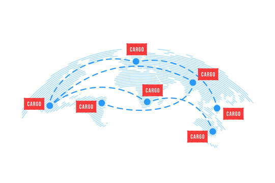 Global Worldwide Shipping With Cargo Boxes