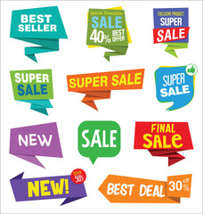 Modern sale stickers and tags colorful collection