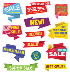 Modern sale stickers and tags colorful collection