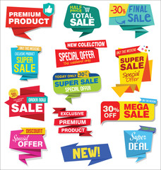 Modern sale stickers and tags colorful collection