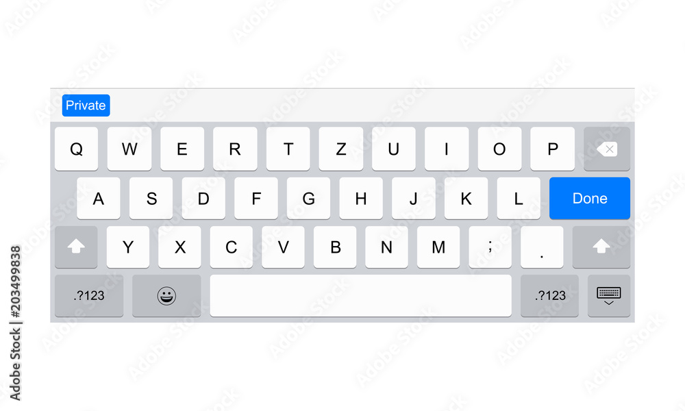 Poster mobile keyboard for tablet computer. keypad template. vector illustration