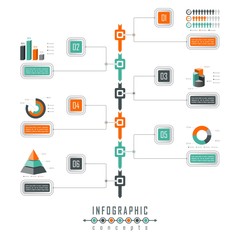 Infographic timeline template can be used for chart, diagram, web design, presentation, advertising, history. Vector infographic illustration