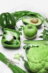 Organic Fresh Green Food On White Background