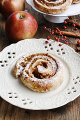 Rolls with apple and cinnamon.