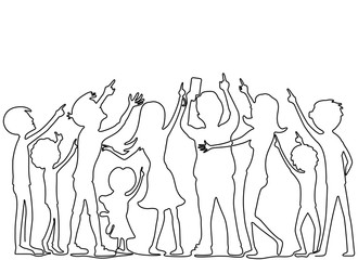 A group of people from a continuous line.