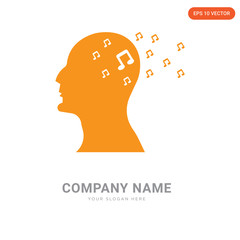 music notes in side head company logo design