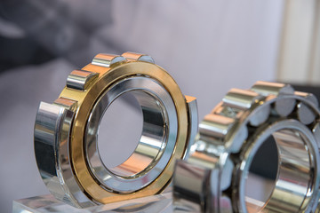Metallic ball bearing in section at coal and mining exhibition