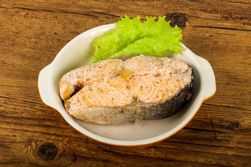 Steamed salmon