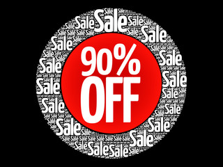 90% OFF Sale word cloud collage, business concept background