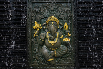 beautiful waterfall model in the park 