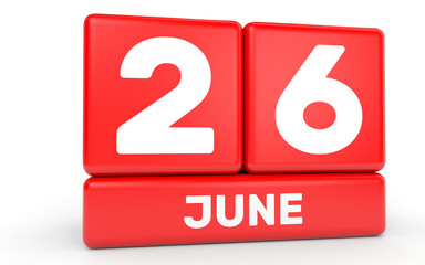 June 26. Calendar on white background.