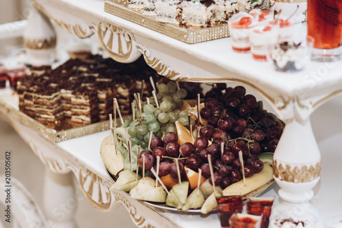 Healthy Fruit Snacks At Wedding Reception Grapes Pears And