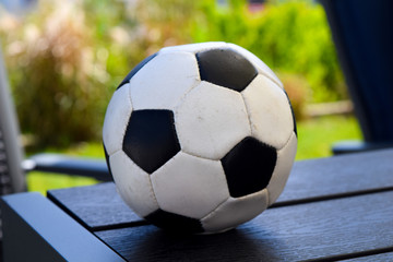Fototapeta na wymiar Soccer ball on a table