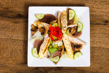 Pancake with pork tongue