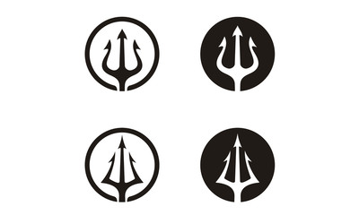 Circular Trident Neptune God Poseidon Triton King Spear logo design  - obrazy, fototapety, plakaty