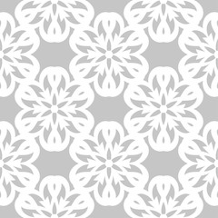 White floral seamless pattern on gray background