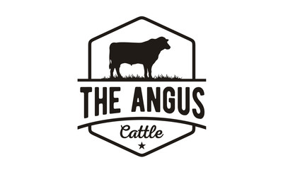 Retro Vintage Cattle Angus Beef Emblem Label Livestock logo design vector