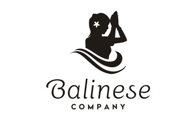 Exotic Spiritual Woman Bali Thailand Girl Culture silhouette Logo 