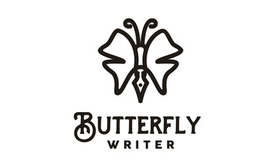 Pen Butterfly Wings for Writer Journalist logo design inspiration