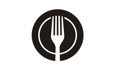 Simple Fork and Plate Icon for Restaurant logo design