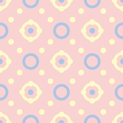 Seamless background with colored geometric pattern. Pink, blue and beige elements