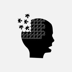 Head puzzle icon isolated on white background. Vector illustration.