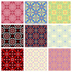 Seamless pattern.Set of Colored floral background