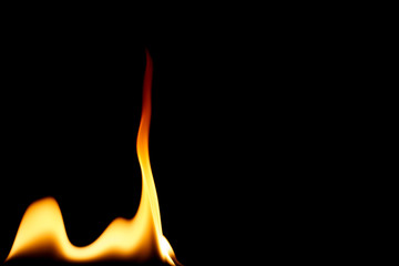 Single naked flame in black space.