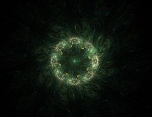 Obraz premium Lacy colorful clockwork pattern. Digital fractal art design. Abstract design of sacred symbols signs geometry.