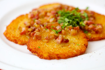 Potato pancakes with bacon