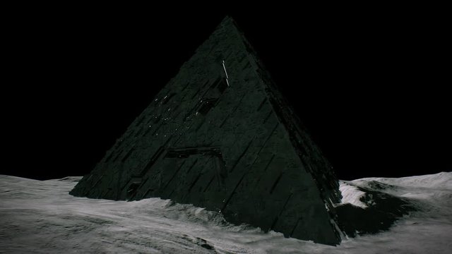 4K Alien Pyramid on Asteroid in Deep Space 3D Animation