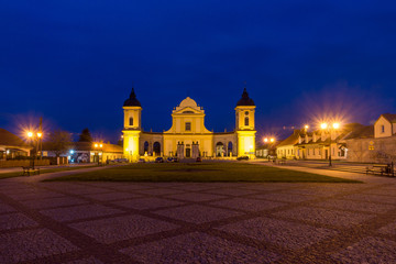 Fototapeta na wymiar Church of the Holy Trinity at night in Tykocin, Podlaskie, Poland