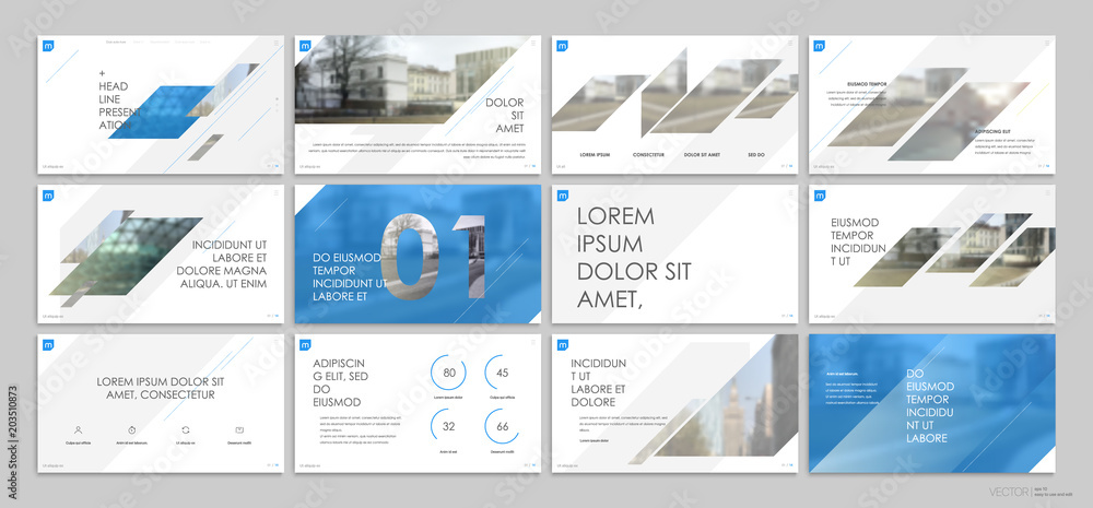 Poster blue presentation templates elements on a white background. vector infographics. use in presentation