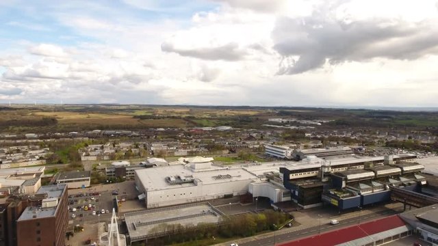 Aerial footage looking over the new town of Cumbernauld from the Town Centre.