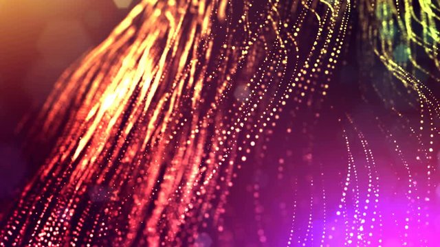 3d render of luminous particles as science fiction multi colored background or modern abstract gradient background of particles with depth of field and bokeh like vj loop. 25