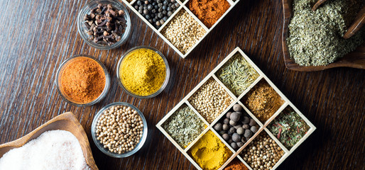 Spices and herbs. Variety of spices