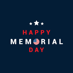 Fototapeta na wymiar Happy Memorial Day Card Vector illustration. Typography on dark blue background