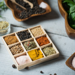 Spices and herbs. Variety of spices