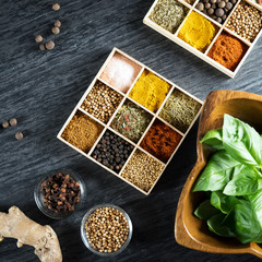 Spices and herbs. Variety of spices