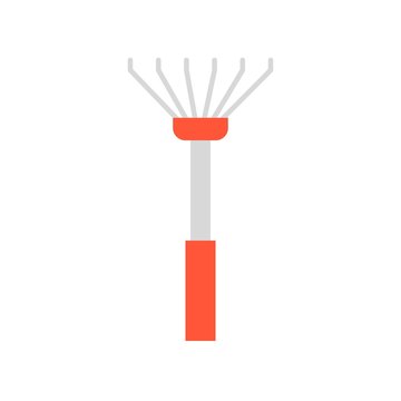 lawn rake, farming equipment flat icon vector