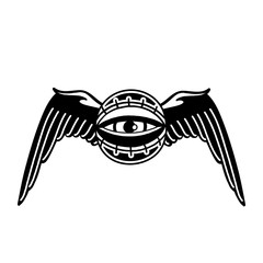 Graphic winged all-seeing eye