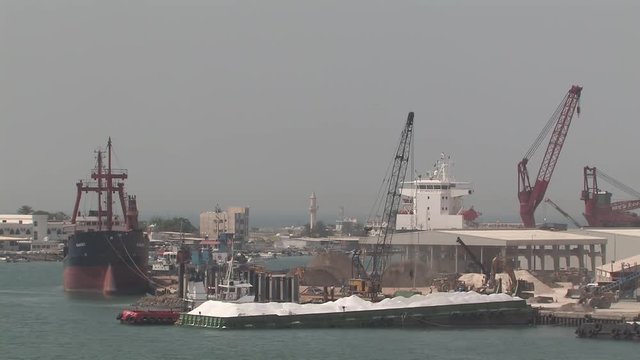 Port with ships of Ras Al Khaimah, one of the United Arabic Emirates.