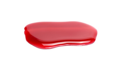 Red, currant juice puddle isolated on white background, clipping path