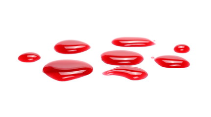 Red, currant juice puddle isolated on white background, clipping path