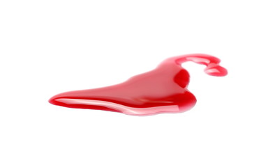 Red, currant juice puddle isolated on white background, clipping path