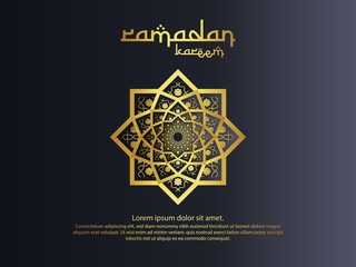 abstract mandala ornament pattern element design with paper cut style for Ramadan Kareem islamic greeting. invitation Banner or Card Background Vector illustration.