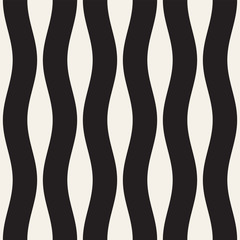 Vector seamless black and white wavy lines pattern. Abstract geometric background design.