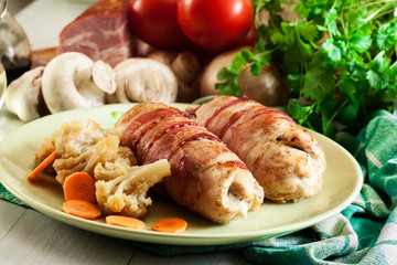 Chicken breast stuffed with champignon