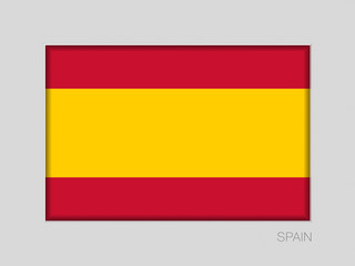 Flag of Spain without Coat of Arms. National Ensign Aspect Ratio 2 to 3 on Gray